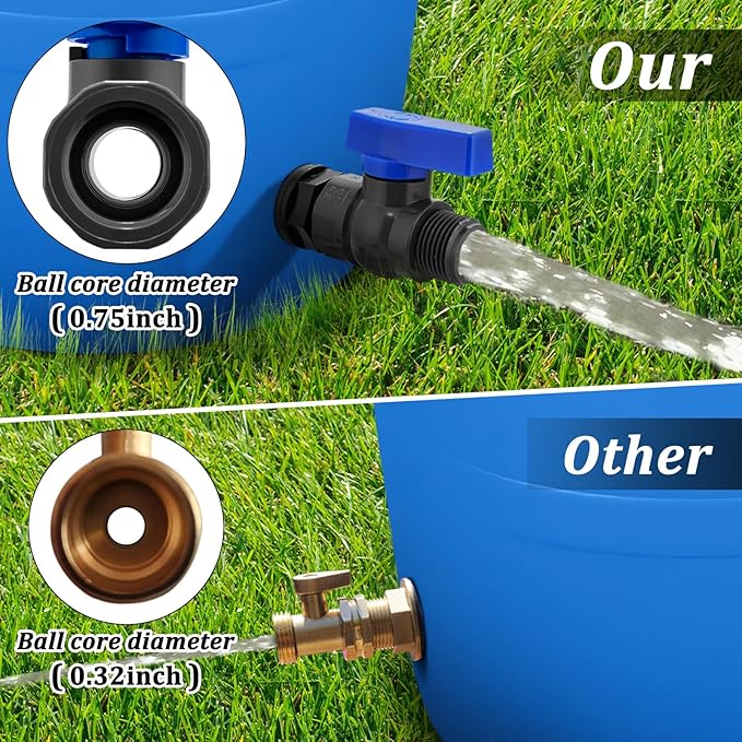 PVC Rain Barrel Spigot Kit 2 Pack 3/4" GHT Garden Hose Shut Off Valve With Bulkhead Fitting Garden Hose Thread Ball Valve for Water Adapter Tanks, Aquariums, Tubs, Pools