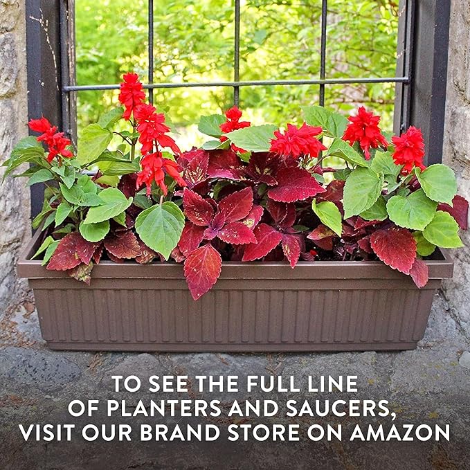 The HC Companies Venetian Window Planter Box w/Drain Plug - Long Planter Box for Windowsills, Balconies & More - Plastic Large Rectangular Outdoor Planters for Herbs & Flowers (24" White, Pack of 1)