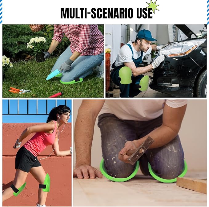 Gardening Knee Pads for Women and Men Lightweight Waterproof Foam Knee Pads for Gardening and Housework with Adjustable Hook'n'Loop Straps(Green)