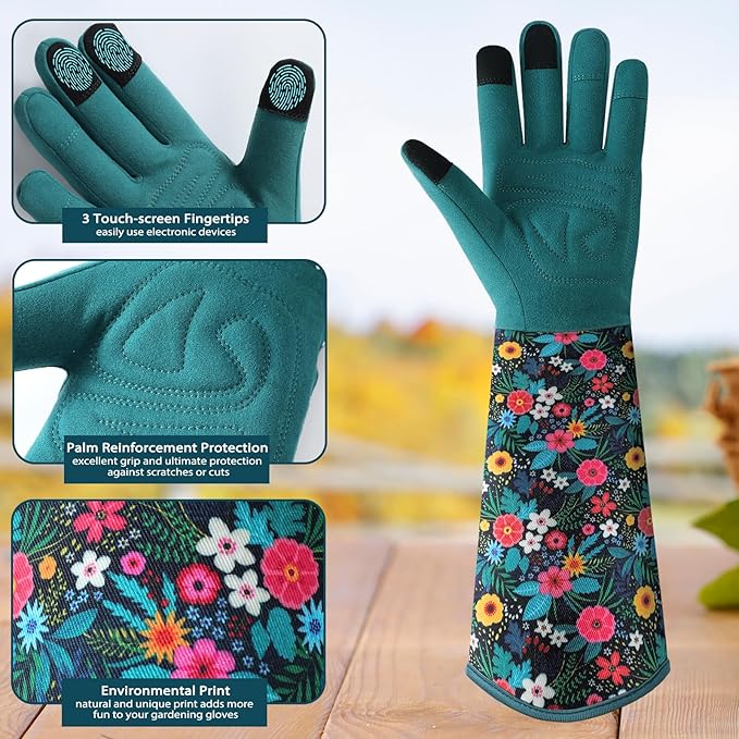 Trifabricy Gardening Gloves for Women - Long Garden Gloves with Grip Breathable, Thorn-Proof Puncture-Resistant Work Gloves