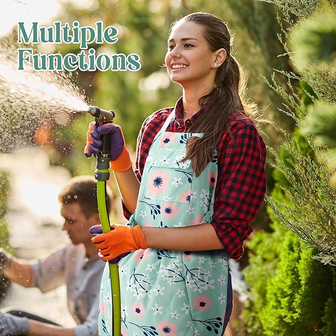 2 Pcs Gardening Apron with Release Pockets, Christmas Gifts for Women, Floral Apron for Harvesting Garden