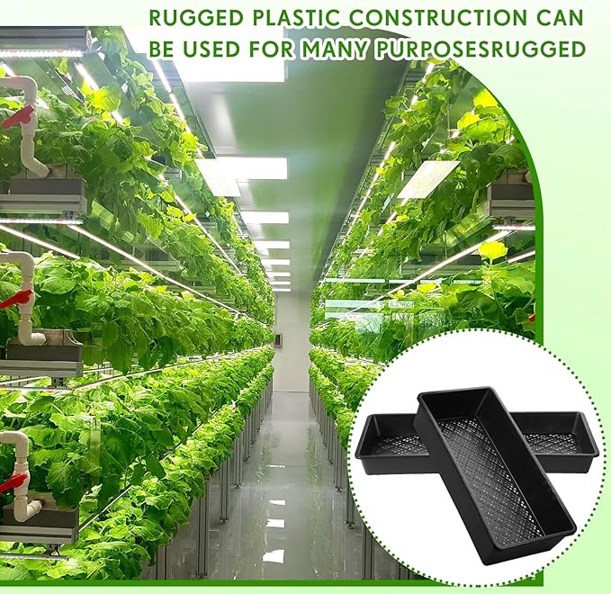 Yungyan 36 Pack 1020 Mesh Bottom Plant Trays Plastic Seed Tray Black Reusable Seedling Starter Trays Durable Microgreens Growing Trays for Outside and Inside Planting 21.06 x 10.63 x 2.56 Inches