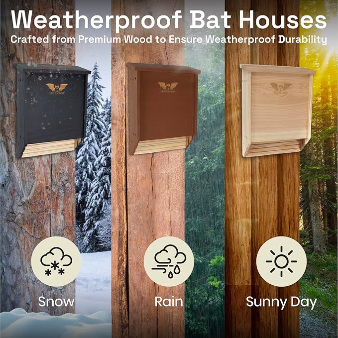 BIGBATBOX Wooden Large Bat House for Outdoors - 2 Chamber, Brown, Fits Up to 75 - Proven Backyard Bat Box Kit Design for Attraction