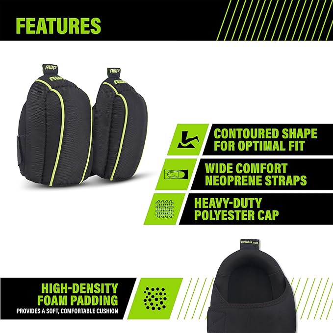 AWP Pro Flooring Knee Pads | Professional Grade Work Knee Pads with High-Density Foam Padding for All-Day Comfort | One Size
