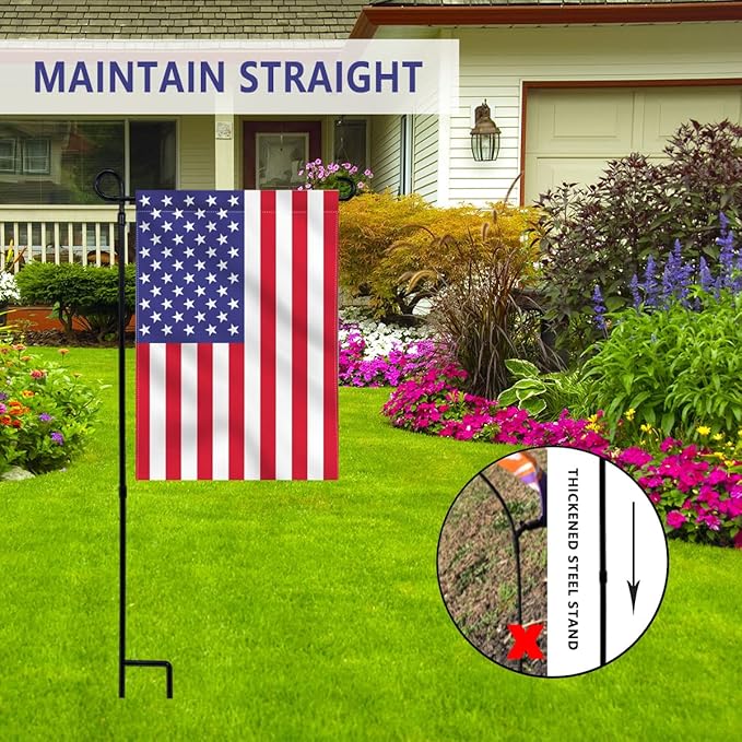 YEAHOME 2PC Premium Garden Flag Stand Holder, Weather-Proof Metal Powder-Coated Flagpole for American, Christmas, Winter, Birthday Flags