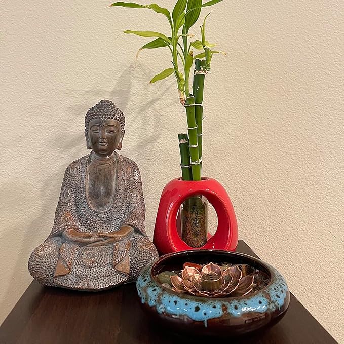Buddha Statue Outdoor,Zen Garden Decor Buddha Sculpture for Home Meditation Decor Buda Decoration for Patio Desk Porch Yard Art Resin Decoration
