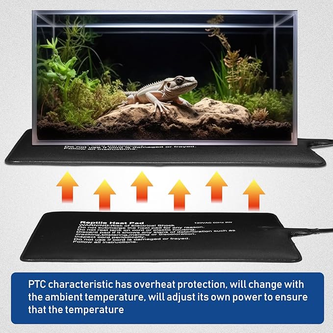 ROCEEI 4 Pcs 6" x 8" Reptile Heat Pad 8W 120V Under Tank Terrarium Heating Mat Heater Waterproof Hermit Crab Heating Pad for Turtle, Lizard, Frog, Snake, 10-20 Gallon Reptile Tank