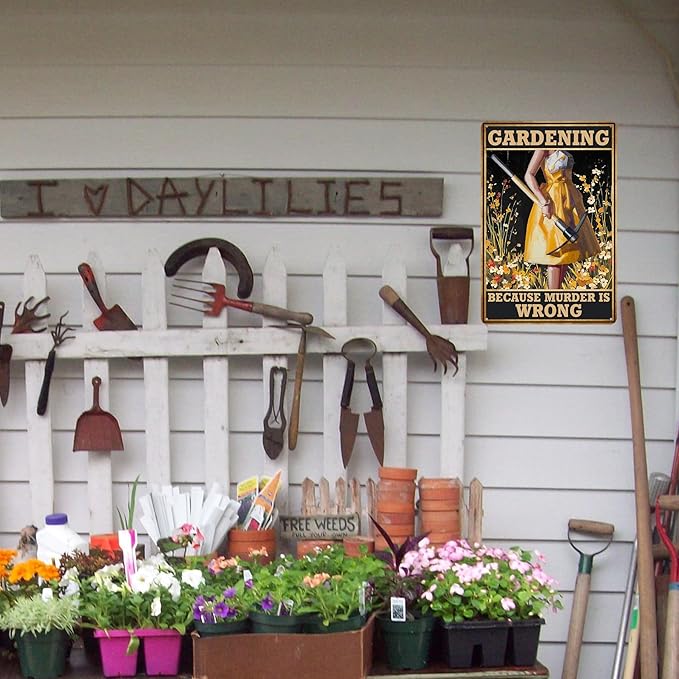 Metal Garden Decor - Unique Gardening Gifts for Women, Funny Garden Signs for Outdoor, Patio, Yard Decoration, 12" x 8" - Perfect Housewarming Gift for Mothers, Grandmas, and Plant Lovers