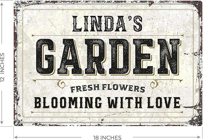 Custom Garden Sign, Personalized Rustic Name for Backyard Décor Sign, 12x18 Inches, Rust Free .063 Aluminum, Fade Resistant, Made in USA by Sigo Signs