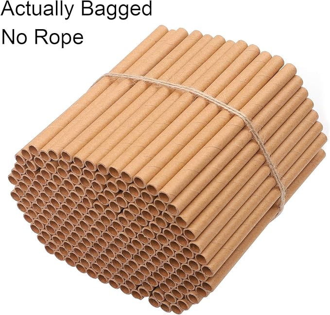 URATOT 200 Pieces Mason Bee Tubes, 6 Inches, Brown Kraft Paper, Bee Houses, Refill Tubes