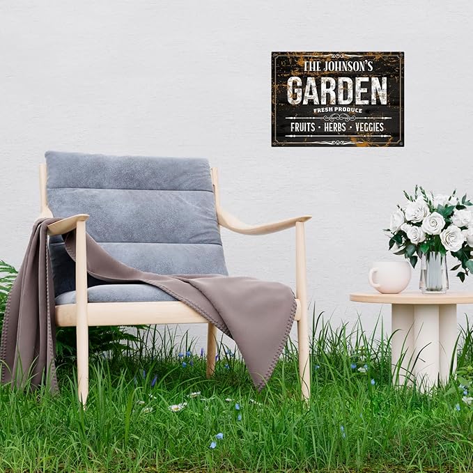 Custom Garden Sign, Personalized Text/Name for Farm and Backyard Décor Sign, 10x14 Inches, Rust Free .040 Aluminum, Fade Resistant, Made in USA by Sigo Signs
