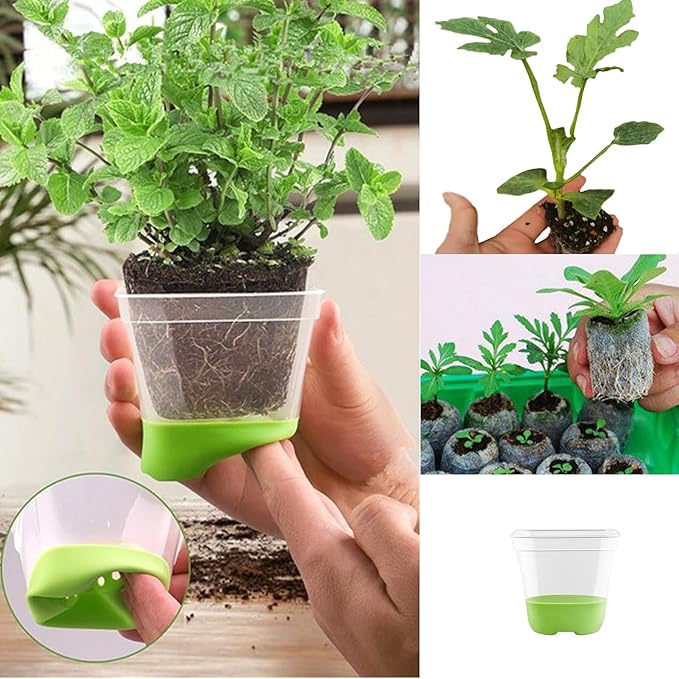 6pcs Seed Starter Tray, Silicone Seeding Starter with Pop-Out Cells, Plant Growing Trays for Seed Starter, Indoor Seeding Planting Growing (6 PCS Green)