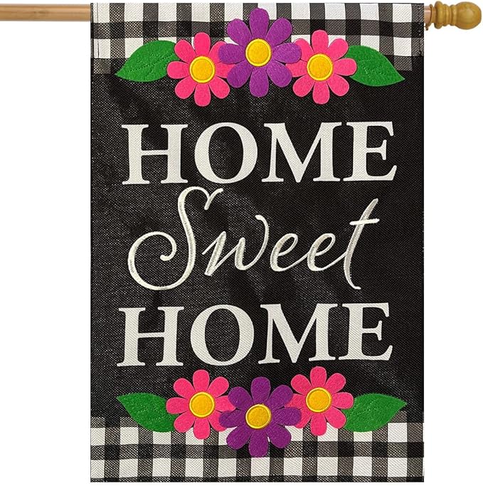Home Sweet Home Flowers Everyday Burlap House Flag 40" x 28" Briarwood Lane