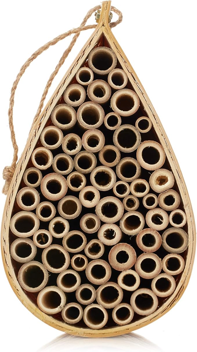 Honey Keeper Mason Bee House, Natural Bamboo Teardrop Bee Hive