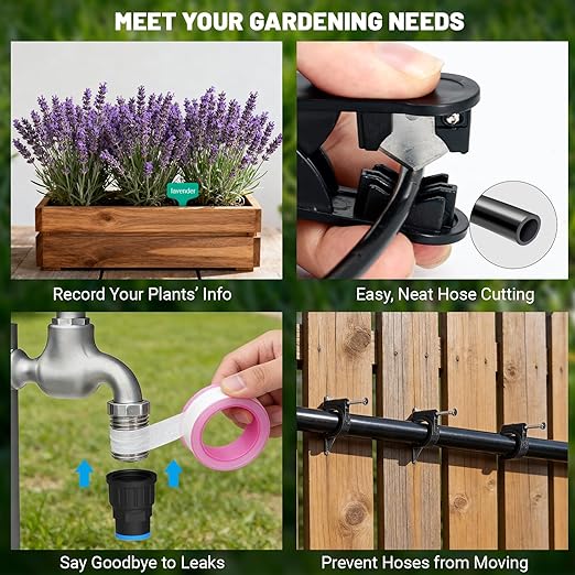 230FT Drip Irrigation Kit with Push-Fit Connectors, DIY Automatic Garden Watering System, 2026 New Upgraded Water-Saving Design with 3 Adjustable Nozzles for Yard, Greenhouse, Lawn & Potted Plants