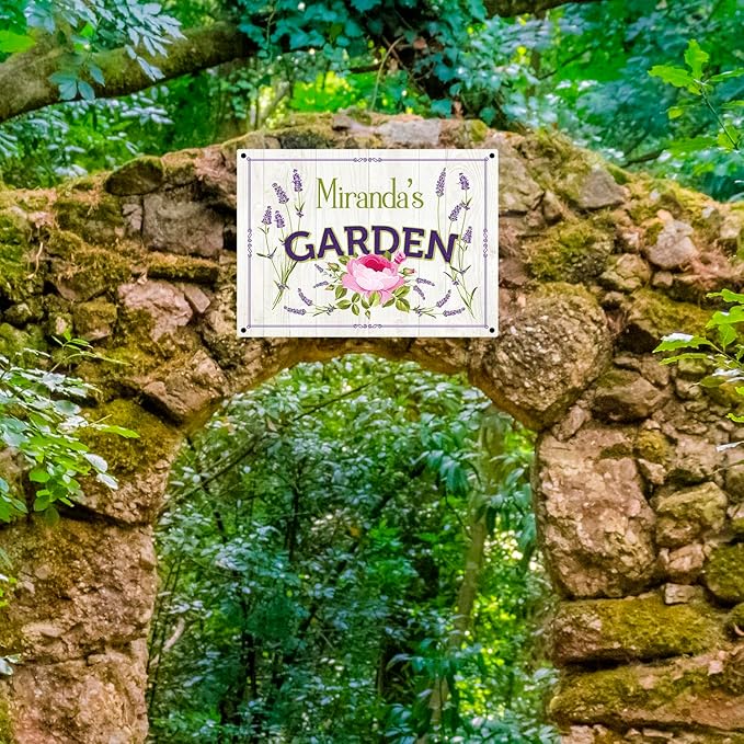 Custom Garden Sign, Present, Personalized Name/Text for Backyard Décor Sign, 10x14 Inches, Rust Free .040 Aluminum, Fade Resistant, Made in USA by Sigo Signs