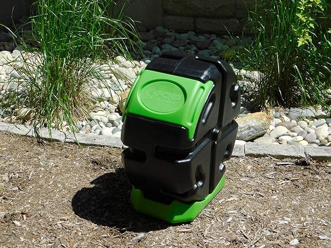 FCMP Outdoor HOTFROG Half Size Rolling Single Chamber Batch Tumbling Composter - Outdoor Rotating Garden Compost Bin (HF-RC2000WB-GRN) Black & Green (19-Gallon)