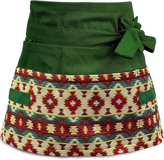 Garden Apron for Woman, Serve Apron Cute, Flora Half Apron with 8 Pockets, Valentines Gift for Mom Wife Girlfriend