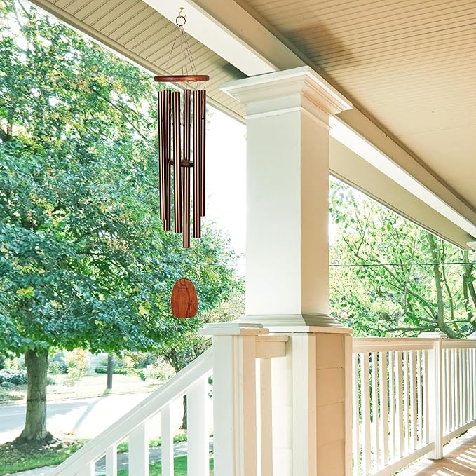 Woodstock Chimes Amazing Grace Wind Chime for Outside 40" Medium Bronze,Outdoor Decor for Patio, Porch, Garden, Memorial Gift for Loved Ones AGLBR