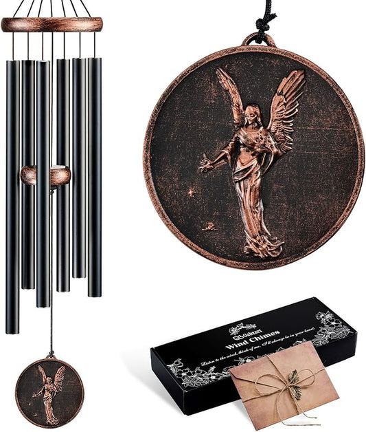 Wind Chimes for Outside, Vintage Angel Deep Tone Wind Chime Outdoor Clearance, Memorial/Festivals/Birthday Gift for Mom Dad Women Grandma, Home Garden Patio Decor (32" Angel)