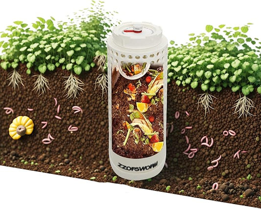 Inground Worm Farm Compost Bin Outdoor with Time Pointer for Composting System Decomposing Kitchen Waste and Raised Garden Beds (One Small)