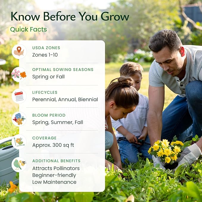 Created By Nature Illinois Wildflower Seed Mix, 16 Flower Varieties, 40,000 Wildflower Seeds