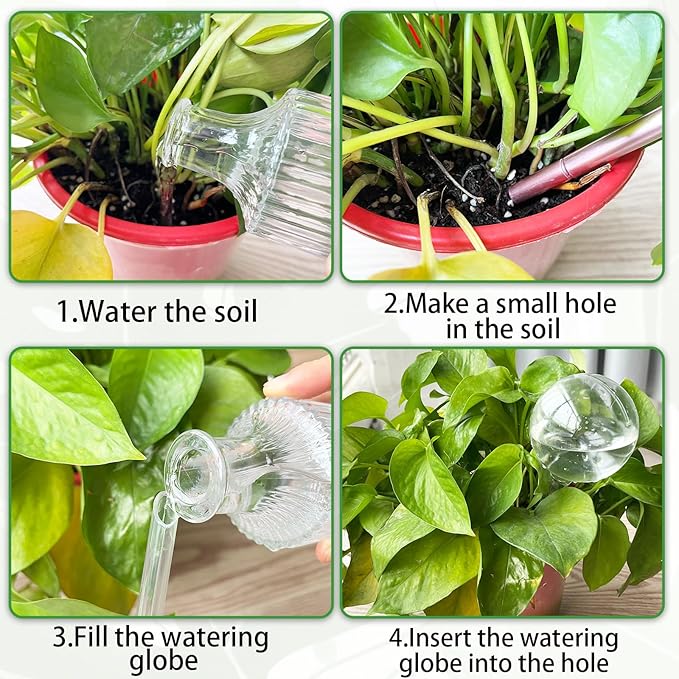 12 Pcs Clear Plant Watering Globes,Garden Plastic Self-Watering Bulbs,Automatic Watering Globes for Plant Indoor Outdoor