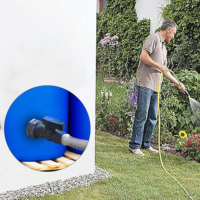 3 Pack 3/4 Inch Rain Barrel Spigot Kit, Water Barrel PVC Garden Diverter Kit with Bulkhead Fitting Hose Faucet Adapter and Thread Seal Tape for Water Tanks,Aquariums,Tubs,Pools,Garden Barrels