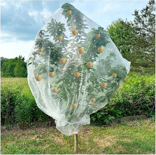 2Pcs Large Bird Barrier Netting Mesh, 7.9 * 6 FT Garden Netting with Zipper and Drawcord, Fruit Tree Covers to Protect Fruit from for Fruit Trees