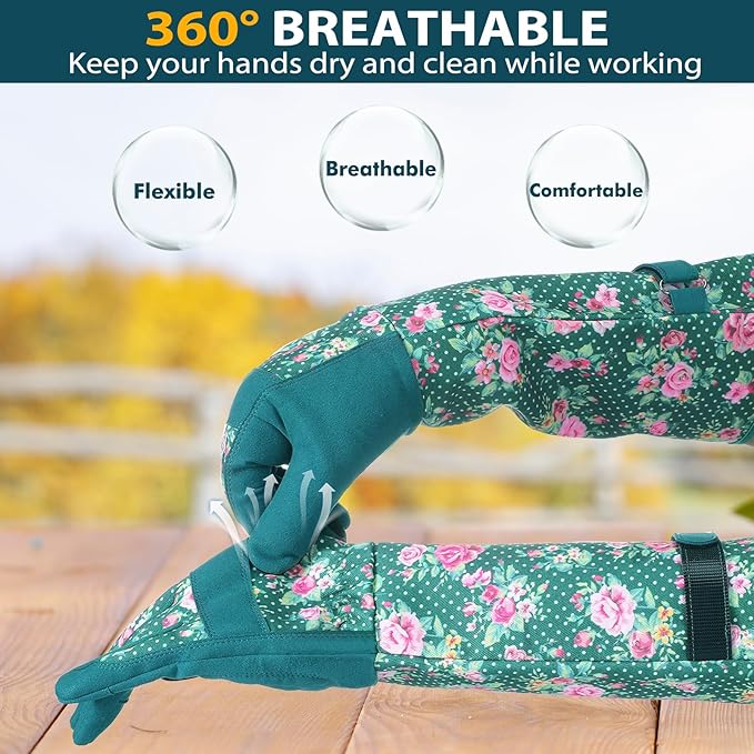 Trifabricy Gardening Gloves for Women - Long Garden Gloves with Grip Breathable, Thorn-Proof Puncture-Resistant Work Gloves