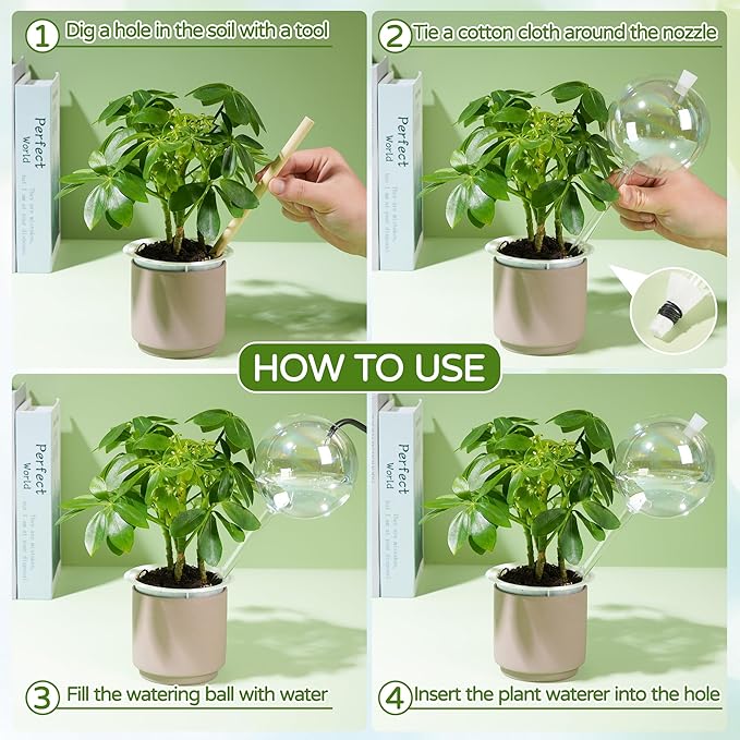17 oz Up 2 Weeks Extra Large Plant Watering Globes, Self Watering Planter Insert, Iridescent Glass Self Watering Globes, Vacation Plant Watering Devices, Automatic Watering Bulbs (Large 2-Pack)