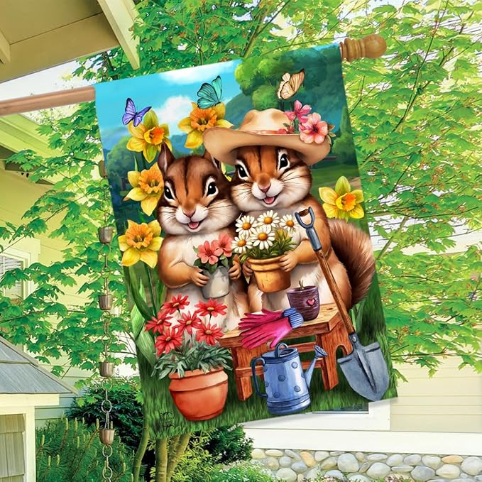 Briarwood Lane Springtime Chipmunks House Flag
