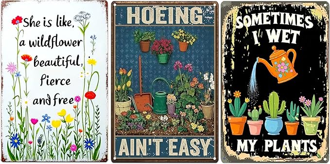 3PCS Funny Metal Garden Signs Decor for Outside-Funny Yard Decor Patio,Backyard,Gardening Gifts for Women,Gardeners,and Plant Lovers,Mothers Grandmas and Housewarming 8x12inch