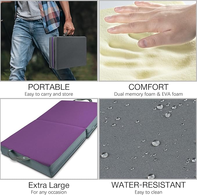 KI Store Garden Kneeling Pad Memory Form Knee Cushions for Gardening Extra Thick Knee Pad Water Resistant Prayer Pillow for Work Yoga Physical Therapy Purple