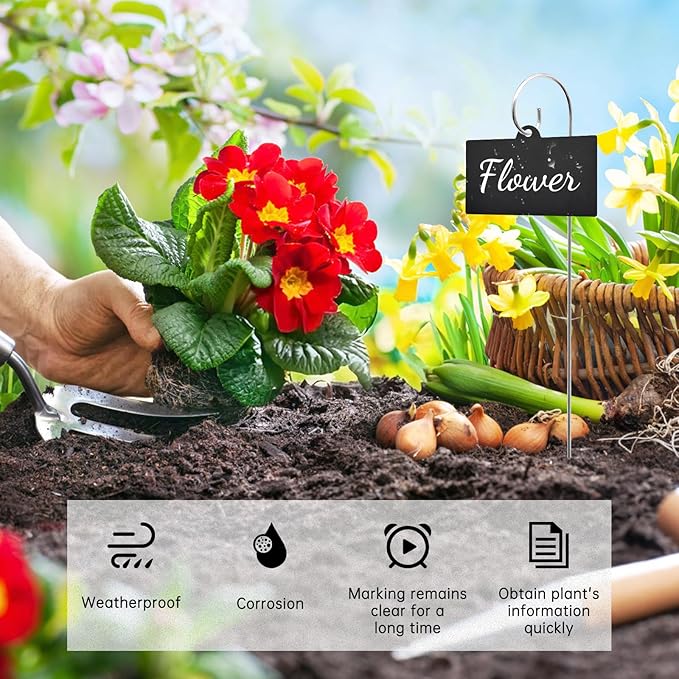 Plant Labels,24 Pcs Acrylic Plant Tags Stakes with Pen,Plant Markers,Weatherproof Garden Markers,Reusable Planting Gardening Labels,for Outdoor Garden Potted Plants,Seed,Flowers, Fruit and Vegetable