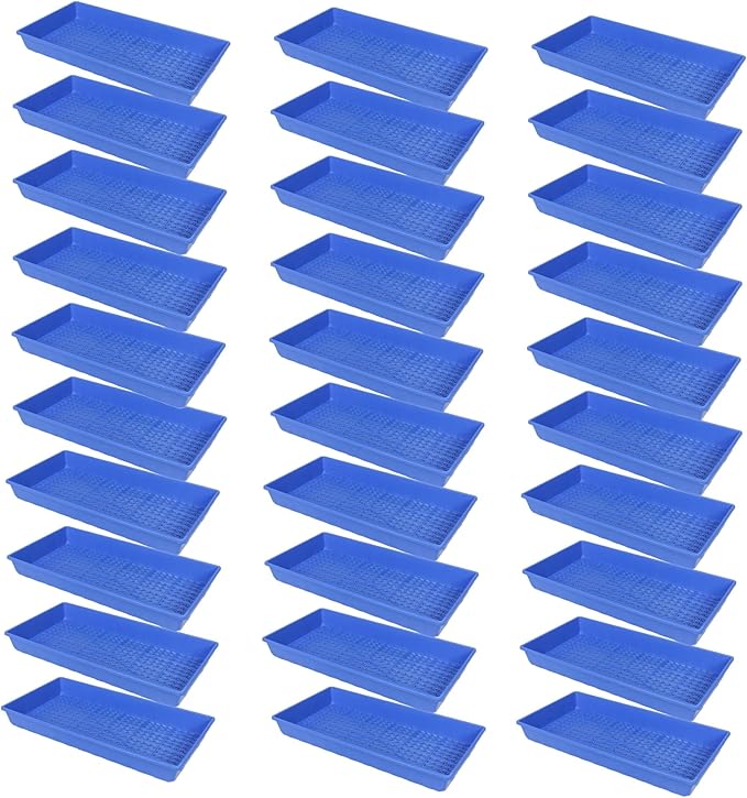 SUNPACK 10" x 20" Heavy Duty Mesh Plastic Seed Starting Tray, Blue, 2.3" (Pack of 30) - Ensures Water Drainage and Aeration, Perfect for Greenhouses or Indoor Gardening