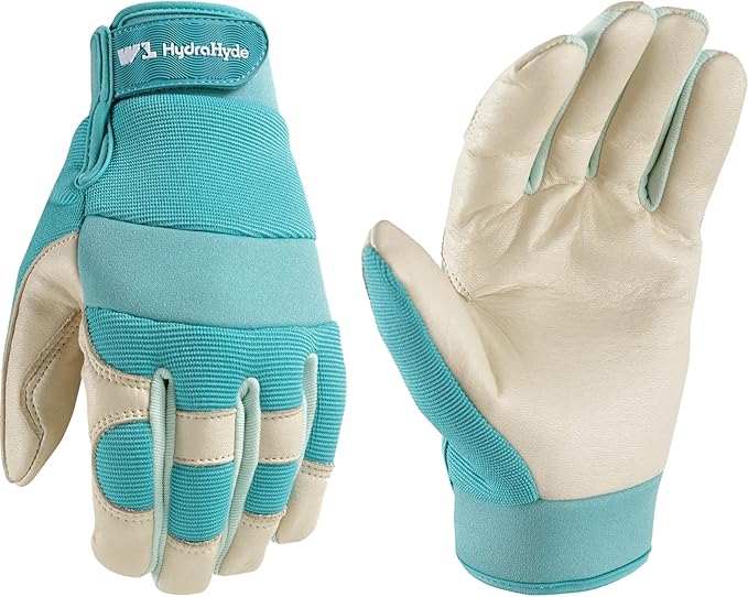 Wells Lamont Women's Hybrid Work/Gardening Gloves | Water-Resistant HydraHyde Leather | Medium (3204M)