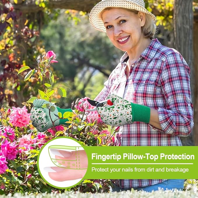 Ainiv Floral Gardening Gloves for Women/Ladies, Non-Slip Garden Work Gloves,Breathable Yard Work Glove Light Working Gloves