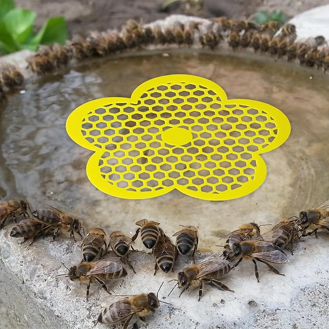 8 Pack Bee Watering Station, Flowers Shape Bee Waterer, Butterfly Watering Station, Floating Bees Island for Feeding Thirsty Pollinators Outdoors (Yellow)