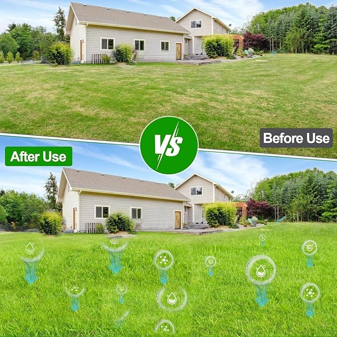 21” Lawn Aerator, Heavy-Duty Manual Lawn Aerator Tool with 50” Metal Handle for Lawn Care, Grass Aerator Lawn Aeration Machine for Garden, Yard, Cropland to Loose Soil
