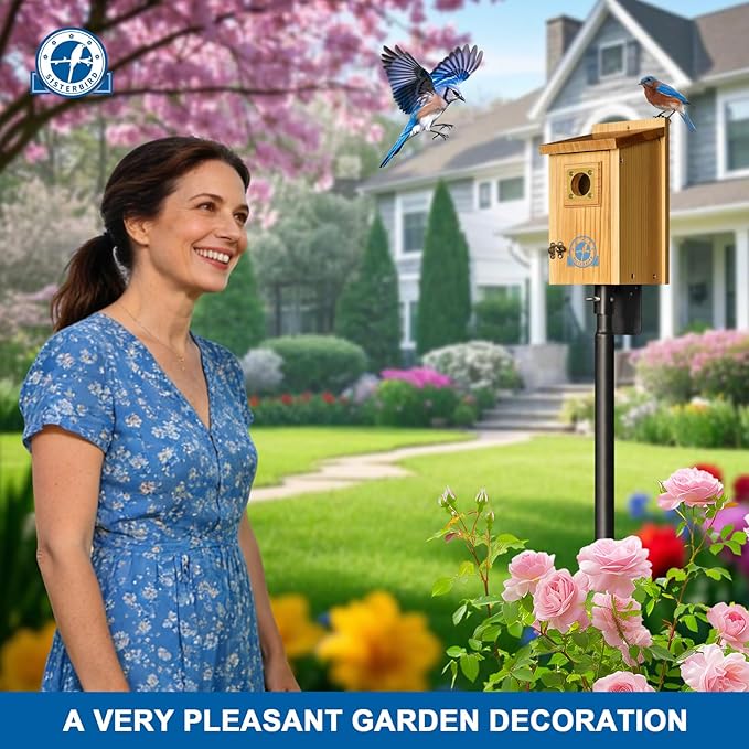 Pack of 2 Premium Bluebird Houses for Outside, Assembled Bird House Gift, Garden Decoration Bluebird House, Copper Predator Guard, Easy to Clean Bird Nesting