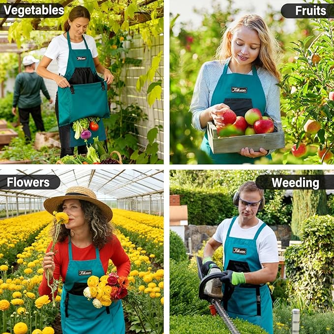 Gardening Apron, Garden Apron with Quick Release Pockets,Water Resistant Oxford with Adjustment Cross Strap,Farm Work