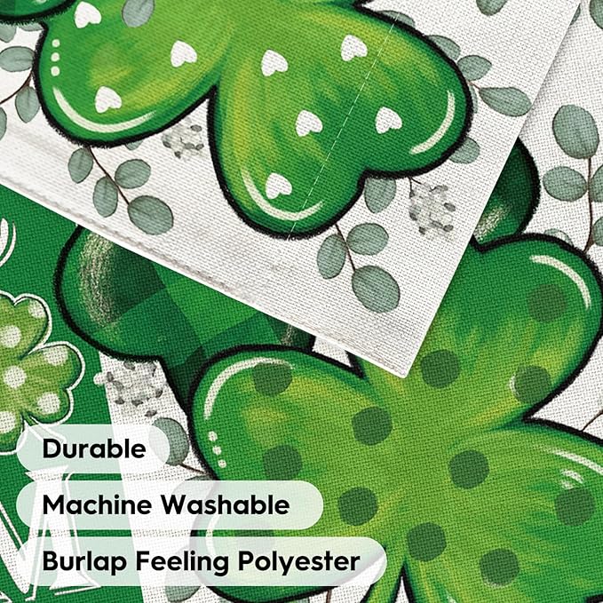 AVOIN colorlife Happy St Patricks Day House Flag 28x40 Inch Double Sided Outside, Leprechaun Gnome Lucky Clover Holiday Yard Outdoor Flag