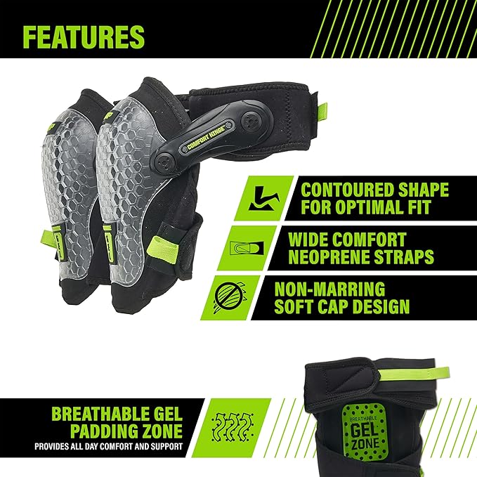 AWP Gel Pro Comfort Hinge Knee Pads for Carpet Tile, Sub-Floor/Underlayment, Landscaping & Gardening with Gel/Foam Padding for All-Day Support & Stability, Men and Women, One Size | L-22387-V5