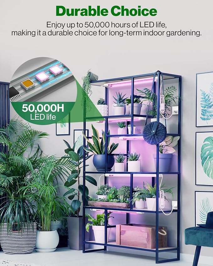 Sunco 2ft Grow Light LED, 20W, Full Spectrum, for Seed Starting, Seedling, Indoor Plants, Plug in Suspended Fixture, Link Up to 8, Inline Switch, ETL 4 Pack.