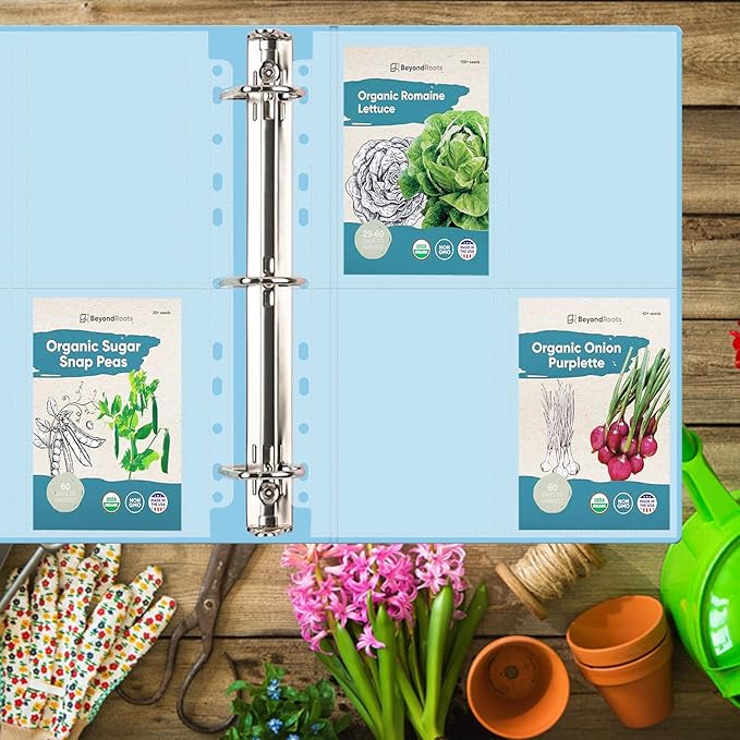 30 Pack 120 Pockets Seed Packet Binder Sleeves, Garden Seed Storage Organizer Pages for 3 Ring Binder, Slot Size 3.5"x 5", Seed Saver Protector Sleeves for Seed Holder Container