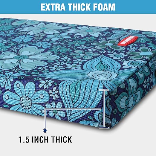 WORKPRO 17" Kneeling Pad with Removable Cover, Soft Pad Cushioning for Knee, Large Foam Kneeler Pad for Gardening, Daily Chores, Workout Supplies, Blue Floral Printing