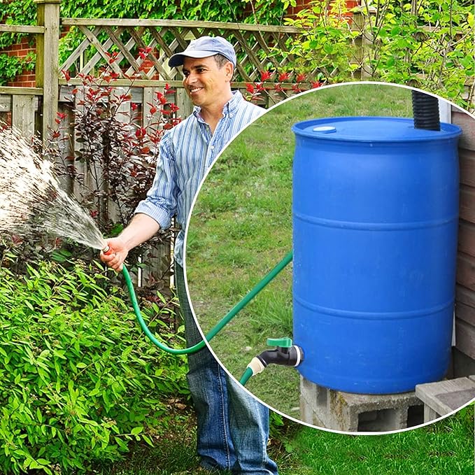 Plastic Rain Barrel Spigot, High Flow Valve Core, 3/4 NPS Inlet x 3/4 GHT Outlet Bulkhead Valve for Outdoor Plastic Bucket Rain water Drum Container Down Spout Collector in