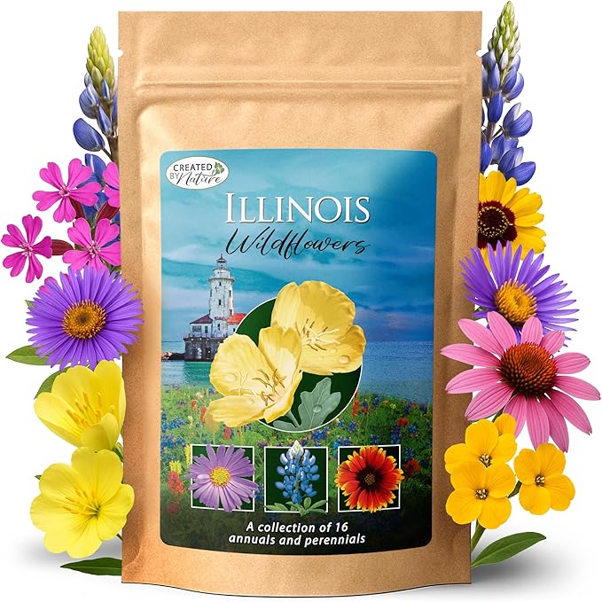 Created By Nature Illinois Wildflower Seed Mix, 16 Flower Varieties, 40,000 Wildflower Seeds