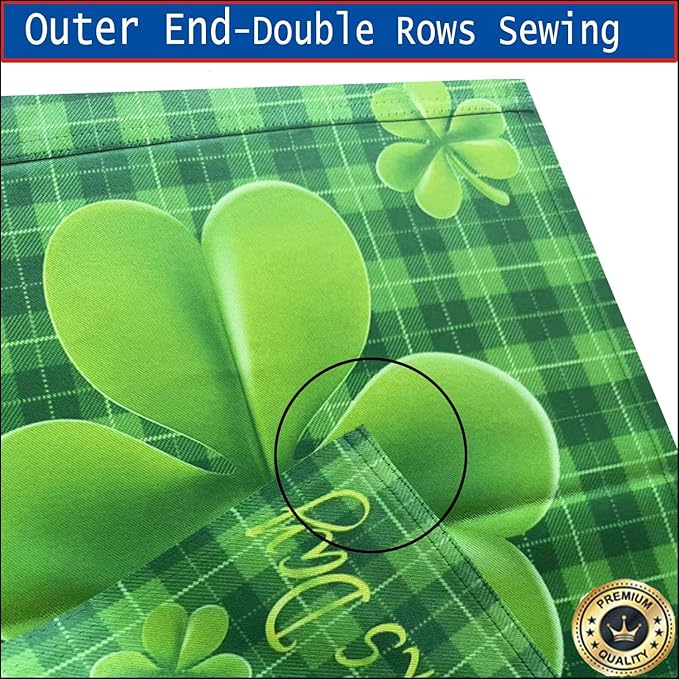 Happy St Patricks Day Shamrock Garden Flags 12x18- Patricks Yard Flag Double Sided Buffalo Check Plaid Small Green Banners for Holiday Outside Lawn Decoration
